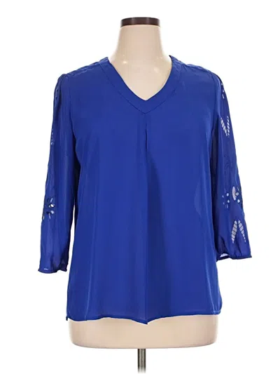 Pre-owned Brixon Ivy 3/4 Sleeve Blouse In Blue