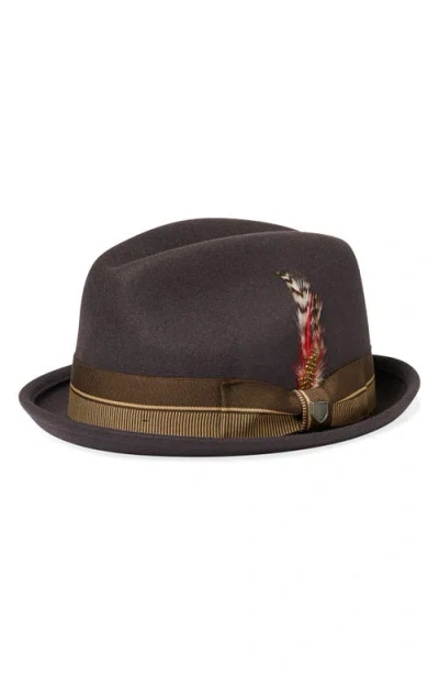 Brixton 20th Anniversary Gain Wool Fedora In Chocolate/gold