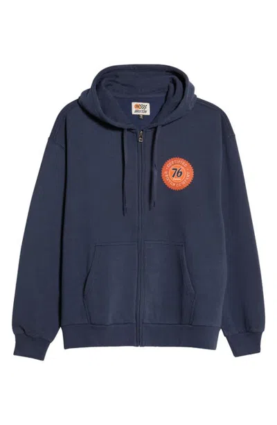 Brixton 76 Certified Full Zip Hoodie In Washed Navy