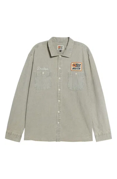 Brixton 76 Mechanics Long Sleeve Woven Shirt In Navy/off White Hickory Stripe