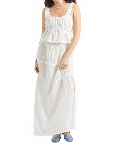 Brixton Abigail Full-length Cotton Skirt In Off White Floral In Beige