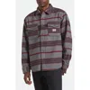 Brixton Altered Threads Stripe Fleece Button-up Overshirt In Gray