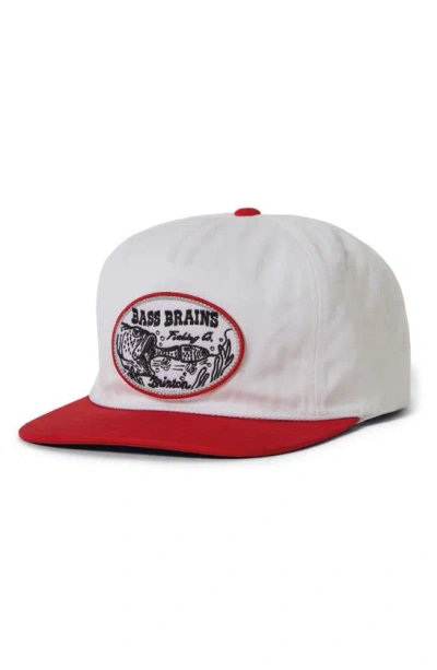 Brixton Bass Brains Snapback Baseball Cap In White/ Red