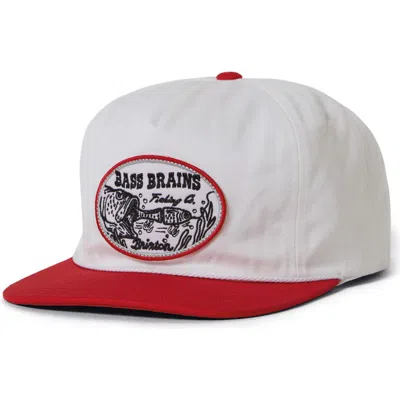 Brixton Bass Brains Snapback Baseball Cap In White/red