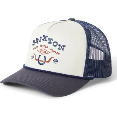 Brixton Beekman Strapback Trucker Hat In Blue