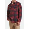 Brixton Bowery Arctic Stretch Fleece Snap Front Shirt In Burgundy