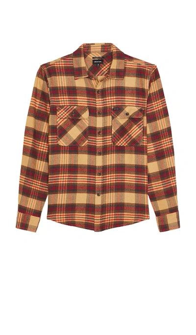 Brixton Bowery Flannel Shirt In Curry  Washed Black  & Crimson