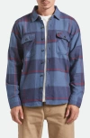 Brixton Bowery Plaid Flannel Button-up Shirt In Blue