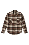 Brixton Bowery Plaid Flannel Button-up Shirt In Brown
