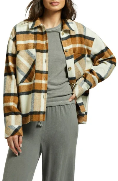 Brixton Bowery Plaid Flannel Button-up Shirt In Washed Copper