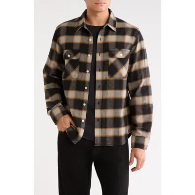Brixton Bowery Plaid Flannel Shirt In Black/cream