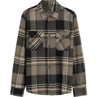 Brixton Bowery Plaid Flannel Shirt In Black/multi