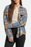 Brixton Bowery Plaid Flannel Button-up Shirt In Flint Blue