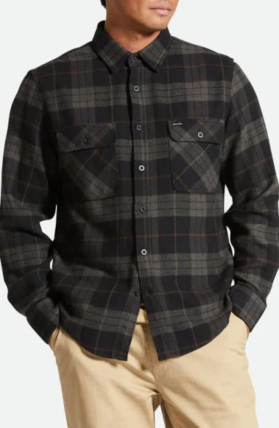 Brixton Bowery Slim Fit Plaid Flannel Button-up Shirt In Black