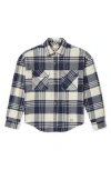 Brixton Bowery Standard Fit Plaid Heavyweight Cotton Flannel Button-up Shirt In Blue