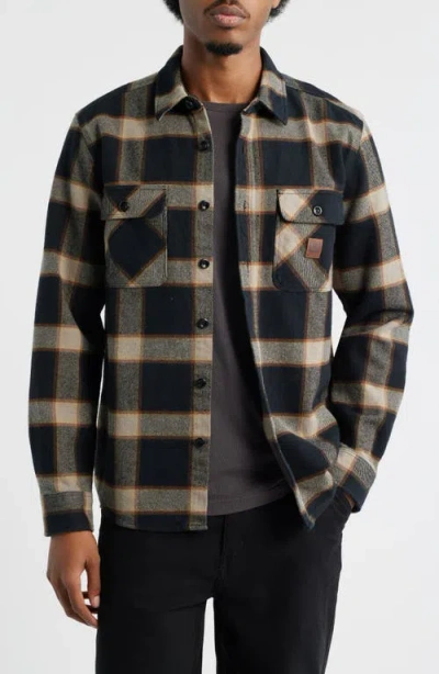 BRIXTON BRIXTON BOWERY STANDARD FIT PLAID HEAVYWEIGHT COTTON FLANNEL BUTTON-UP SHIRT