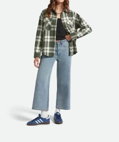 Brixton Bowery Vintage Long Sleeve Overshirt In Green