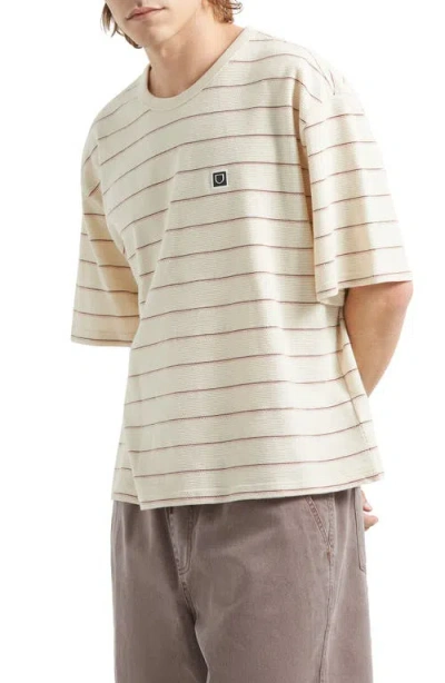 Brixton Boxy Shield Stripe Piqué T-shirt In Neutral
