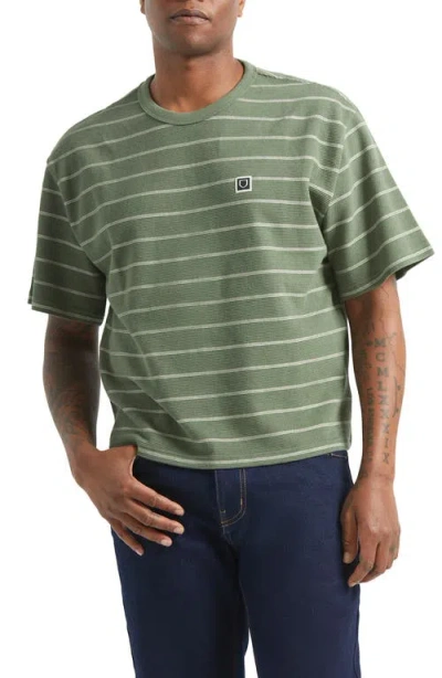 Brixton Boxy Shield Stripe Piqué T-shirt In Green