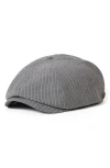 Brixton Broode Driving Cap In Light Grey/white Stripe