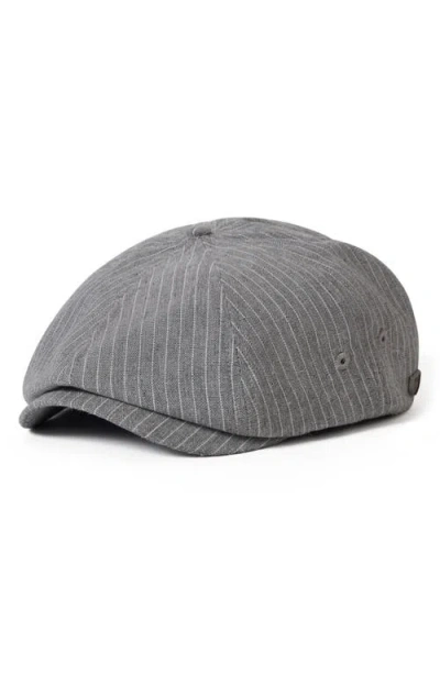Brixton Broode Driving Cap In Light Grey/white Stripe