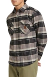 Brixton Builder's Bowery Standard Fit Plaid Flannel Water Repellent Snap-up Shirt In Black/ Charcoal/ Beige