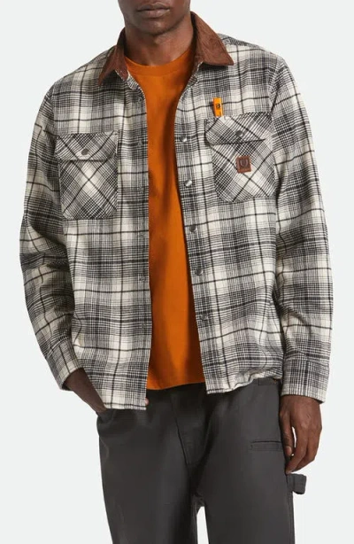 Brixton Builder's Bowery Standard Fit Plaid Flannel Water Repellent Snap-up Shirt In Multi
