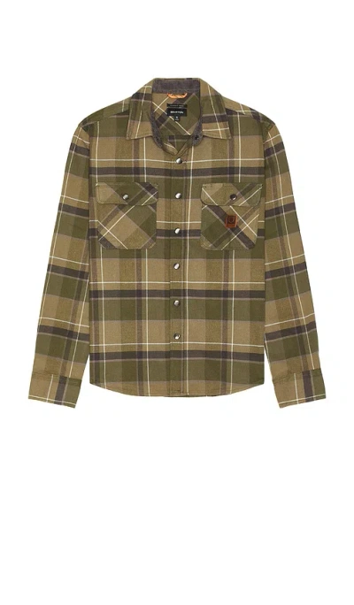 Brixton Builders Bowery Flannel In Dill  Olive Surplus  & Washed Black