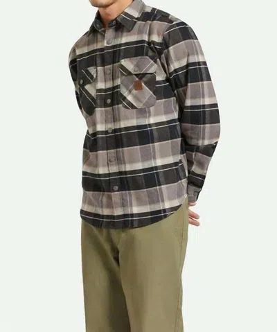 Brixton Builders Bowery Stretch Water Resistant Long Sleeve Flannel In Black/charcoal/beige In Multi
