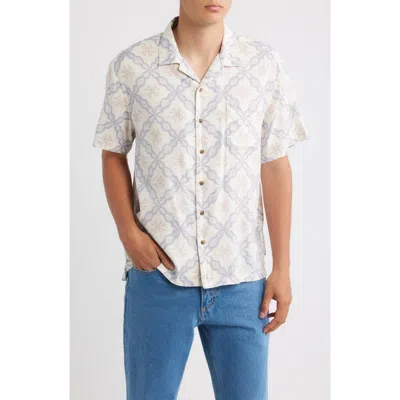 Brixton Bunker Slub Print Camp Shirt In Multi