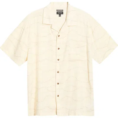 Brixton Bunker Slub Print Camp Shirt In White