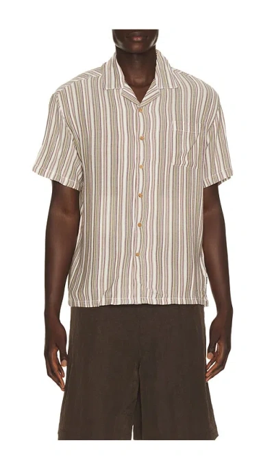 Brixton Bunker Twisted Stripe Woven Shirt In Multi