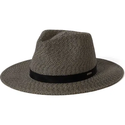 Brixton Carolina Packable Straw Hat In Black/natural