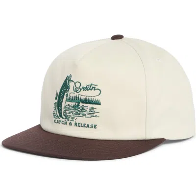 Brixton Catch & Release Snapback Baseball Cap In Brown