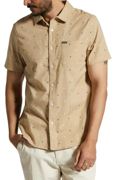 Brixton Charter Geo Print Button-up Shirt In Sand Pyramid
