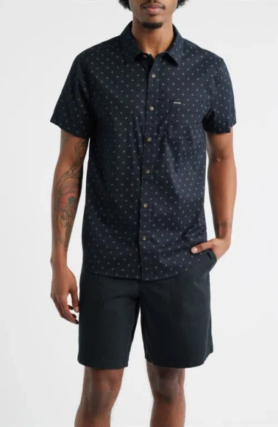 Brixton Charter Print Short Sleeve Button-up Shirt In Blue