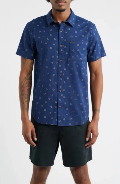 Brixton Charter Print Short Sleeve Button-up Shirt In Blue