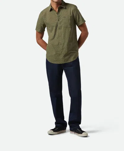 Brixton Charter Print Short Sleeve Shirt In Ivy Green Micro Floral In Ivy Green/micro Floral