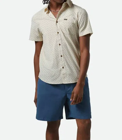 Brixton Charter Print Short Sleeve Shirt In Off White Micro Floral In Multi