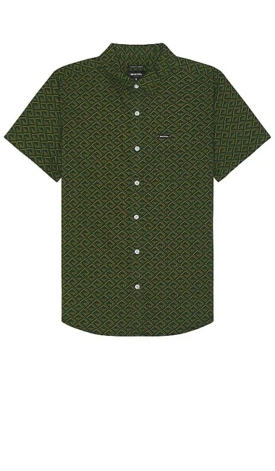 Brixton Charter Print Short Sleeve Shirt In Trekking Green Tile