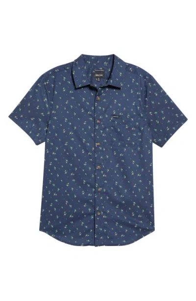Brixton Charter Printed Short Sleeve Button-up Shirt In Blue