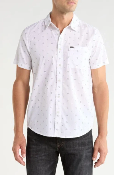 Brixton Charter Printed Short Sleeve Button-up Shirt In White