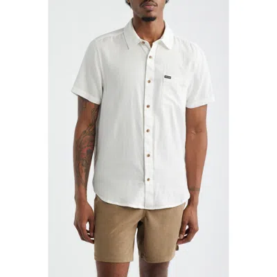 Brixton Charter Short Sleeve Slub Button-up Shirt In White