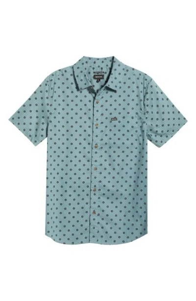 Brixton Charter Short Sleeve Stretch Cotton Blend Button-up Shirt In Blue