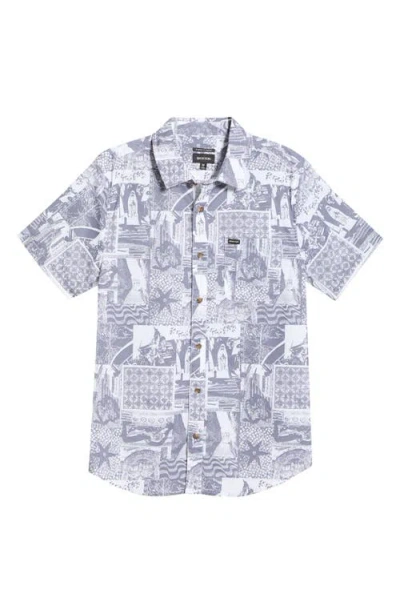 Brixton Charter Short Sleeve Stretch Cotton Blend Button-up Shirt In Blue