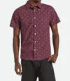 Brixton Charter Short Sleeve Woven Shirt In Burgundy In Burgundy