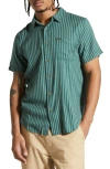 Brixton Charter Stripe Button-up Shirt In Trekking Green/ Chinois