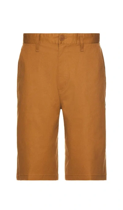 Brixton Choice Chino Baggy Short In Brown