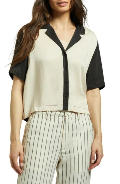 Brixton Colorblock Camp Shirt In Washed Black/whitecap