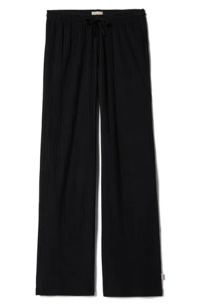 Brixton Cotton Pointelle Drawstring Pants In Black